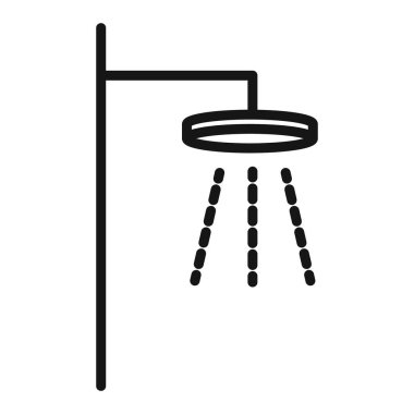 Duş başlığı simgesi Siyah çizgi sanat vektörü siyah beyaz ana hat koleksiyon işareti