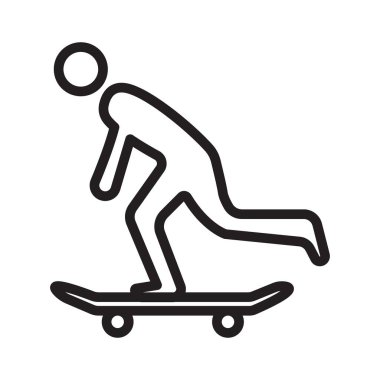 Siyah beyaz taslak koleksiyon işaretinde kaykay simgesi Siyah çizgi sanat vektörü