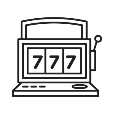 slot makinesi simgesi Siyah çizgi sanat vektörü siyah ve beyaz ana hat koleksiyon işareti