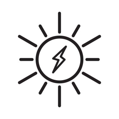 Güneş enerjisi simgesi Siyah çizgi sanat vektörü siyah ve beyaz ana hat koleksiyon işareti