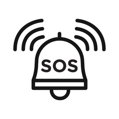 SOS Acil Durum Simgesi Siyah çizgi sanat vektörü siyah ve beyaz ana hat koleksiyon işareti