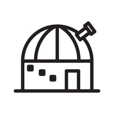 Uzay Gözlemevi simgesi Siyah çizgi sanat vektörü siyah ve beyaz ana hat koleksiyon işareti