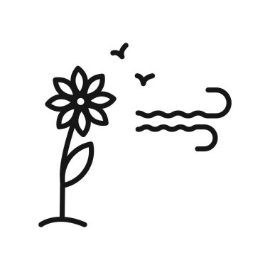 Bahar mevsimi simgesi Siyah çizgi sanat vektörü siyah beyaz ana hat koleksiyon işareti