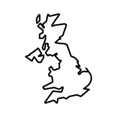 Birleşik Krallık harita simgesi Siyah çizgi sanat vektörü siyah ve beyaz ana hat koleksiyon işareti