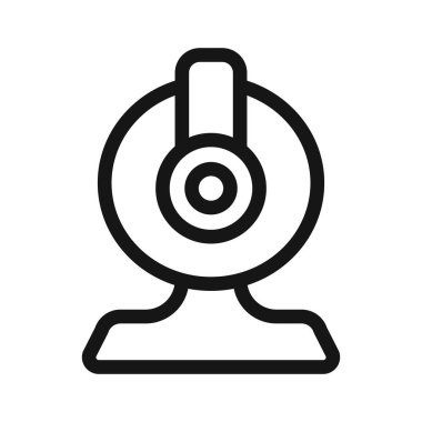 Web kamerası simgesi Siyah çizgi sanat vektörü siyah ve beyaz ana hat koleksiyon işareti