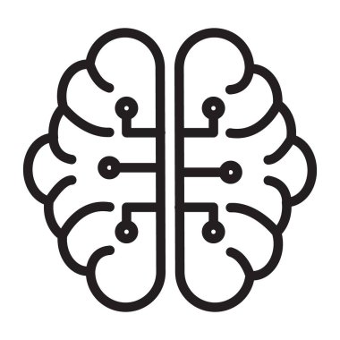 Yapay Zeka simgesi Siyah çizgi sanat vektörü siyah ve beyaz ana hat koleksiyon işareti