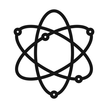 Siyah-beyaz taslak koleksiyon işaretinde Atom Bilimi simgesi Siyah çizgi sanat vektörü