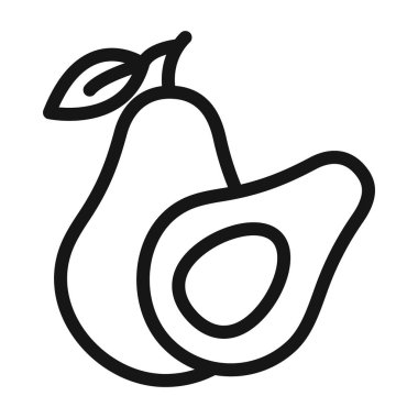 Avokado simgesi Siyah çizgi sanat vektörü siyah ve beyaz ana hat koleksiyon işareti