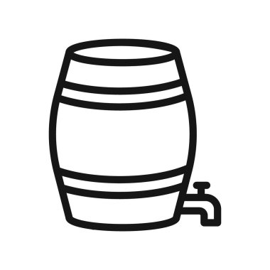 Bira ikonu Siyah çizgi sanat vektörü varili siyah beyaz ana hat koleksiyon işareti