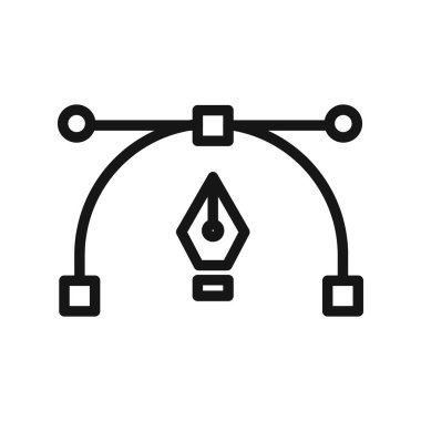Bezier eğrisi simgesi Siyah çizgi sanat vektörü siyah ve beyaz ana hat koleksiyon işareti
