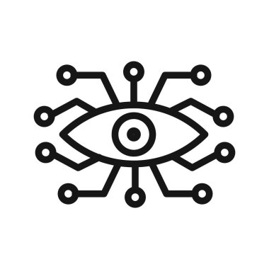 Biyonik göz simgesi Siyah çizgi sanat vektörü siyah beyaz ana hat koleksiyon işareti