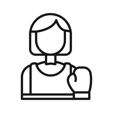 Boxer Kadın Simgesi Siyah çizgi sanat vektörü siyah beyaz ana hat koleksiyon işareti