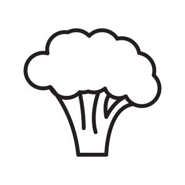 Brokoli simgesi (2) Siyah çizgi sanat vektörü siyah ve beyaz ana hat koleksiyon işareti