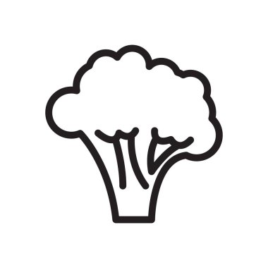 brokoli simgesi Siyah çizgi sanat vektörü siyah beyaz ana hat koleksiyon işareti