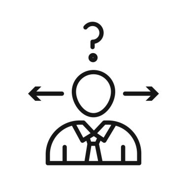 İş Kararı Karışıklık Simgesi Siyah çizgi sanat vektörü siyah beyaz ana hat koleksiyon işareti