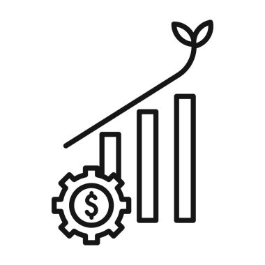 İş Yatırımları büyüme Simgesi Siyah çizgi sanat vektörü siyah beyaz ana hatlar koleksiyon işareti