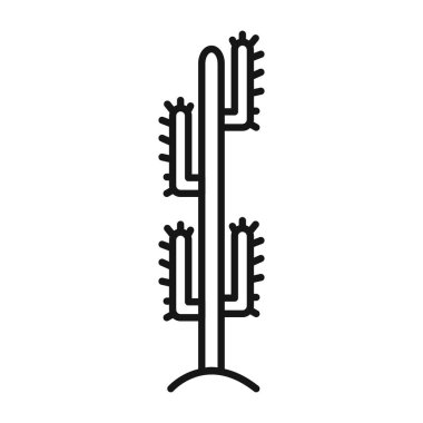 Kaktüs simgesi Siyah çizgi sanat vektörü siyah beyaz ana hat koleksiyon işareti