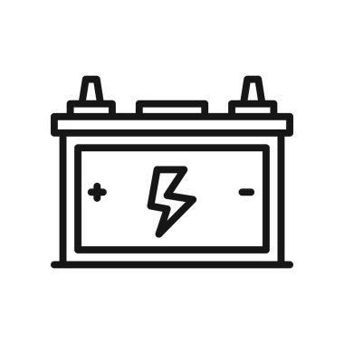 Araba aküsü simgesi Siyah çizgi sanat vektörü siyah beyaz ana hat koleksiyon işareti