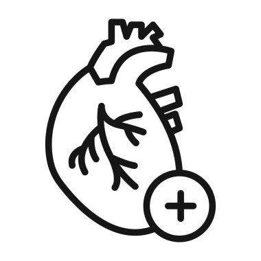 Siyah beyaz taslak koleksiyon işaretinde kardiyoloji simgesi Siyah çizgi sanat vektörü