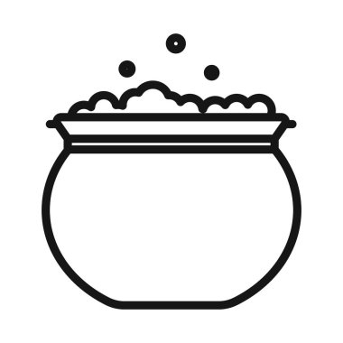 caudron simgesi Siyah çizgi sanat vektörü siyah beyaz çizgi koleksiyon işareti