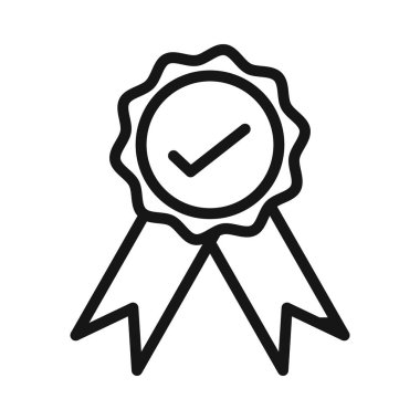 Sertifika simgesi (3) Siyah çizgi sanat vektörü siyah ve beyaz dış hat koleksiyon işareti