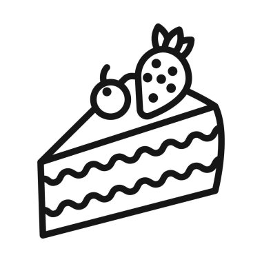 Cheesecake simgesi Siyah çizgi sanat vektörü siyah beyaz ana hat koleksiyon işareti