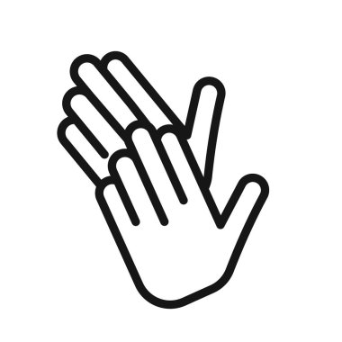 Siyah beyaz taslak koleksiyon işaretinde el simgesi simgesi siyah çizgi sanat vektörü çırpılıyor