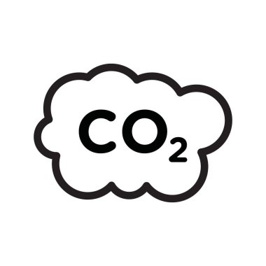 CO2 gaz karbondioksit simgesi Siyah çizgi sanat vektörü siyah ve beyaz ana hat koleksiyon işareti