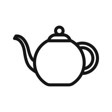 Kahve demliği simgesi Siyah çizgi sanat vektörü siyah beyaz taslak koleksiyon işareti