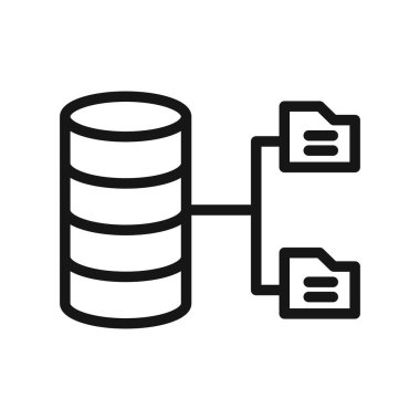 Veri depolama simgesi Siyah çizgi sanat vektörü siyah ve beyaz ana hat koleksiyon işareti