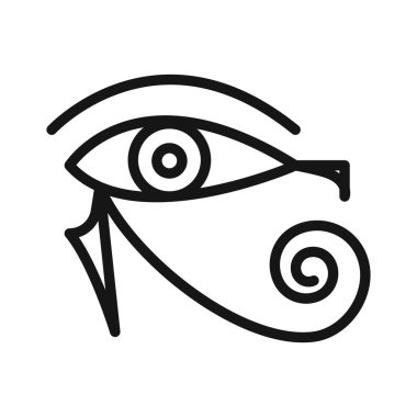 Horus Mısır 'ın Gözü İlah simgesi Siyah çizgi sanat vektörü siyah ve beyaz ana hat koleksiyon işareti