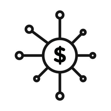 Finansal Şema simgesi Siyah çizgi sanat vektörü siyah ve beyaz ana hat koleksiyon işareti