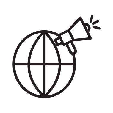 Siyah-beyaz koleksiyon tablosu ile küresel kampanya simgesi Siyah çizgi sanat vektörü