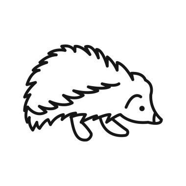 Hegdehog simgesi Siyah çizgi sanat vektörü siyah ve beyaz ana hat koleksiyon işareti