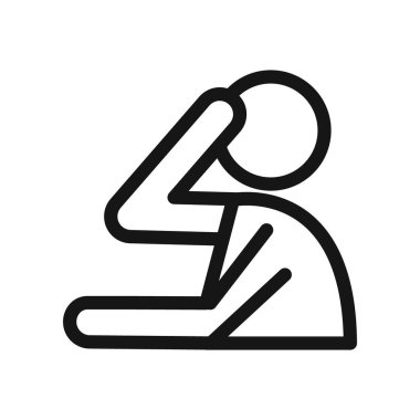 Çaresiz insan simgesi Siyah çizgi sanat vektörü siyah beyaz ana hat koleksiyon işareti