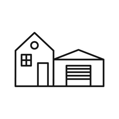 garaj simgesine sahip ev siyah beyaz çizgili sanat vektörü koleksiyon işareti