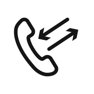 Gelen aramalar simgesi Siyah çizgi sanat vektörü siyah ve beyaz dış hat koleksiyon işareti