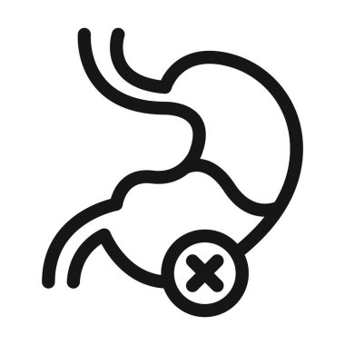 Siyah beyaz taslak koleksiyon işaretinde hazımsızlık simgesi Siyah çizgi sanat vektörü