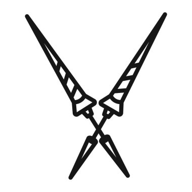 Mızrak simgesi Siyah çizgi sanat vektörü siyah ve beyaz ana çizgi koleksiyon işareti