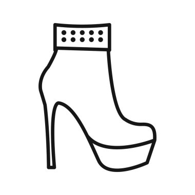 deri ayakkabılar topuk simgesi siyah çizgi sanat vektörü siyah beyaz ana hat koleksiyon işareti