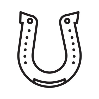 şanslı at nalı simgesi siyah çizgi sanat vektörü siyah beyaz ana hat koleksiyon işareti