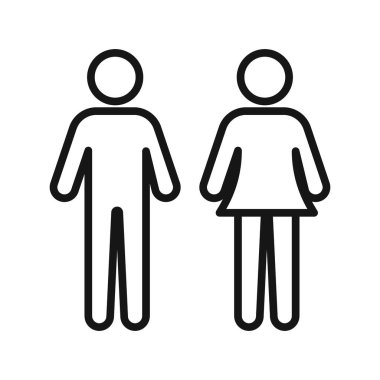 Erkek ve Kadın simgesi Siyah çizgi sanat vektörü siyah ve beyaz ana hat koleksiyon işareti