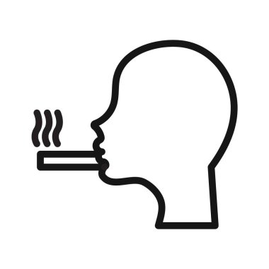 Sigara ikonu içen adam siyah beyaz çizgili sanat vektörü koleksiyon işareti.