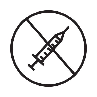 Siyah-beyaz taslak koleksiyon işaretinde aşı simgesi siyah çizgi sanat vektörü yok