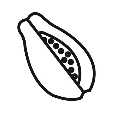 Siyah ve beyaz çizgili Papaya simgesi (2) Siyah çizgi sanat vektörü koleksiyon işareti