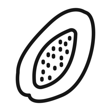 Papaya simgesi Siyah çizgi sanat vektörü siyah beyaz çizgi koleksiyon işareti