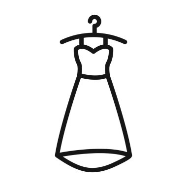 Parti Moda Giysisi Simgesi Siyah çizgi sanat vektörü siyah beyaz ana hat koleksiyon işareti