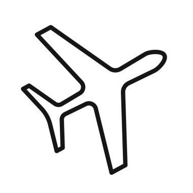 Siyah çizgi sanat vektörü siyah-beyaz taslak koleksiyon işareti ile düzlem simgesi