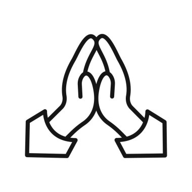 Siyah ve beyaz taslak koleksiyon işareti ile siyah çizgi sanat vektörü dua et