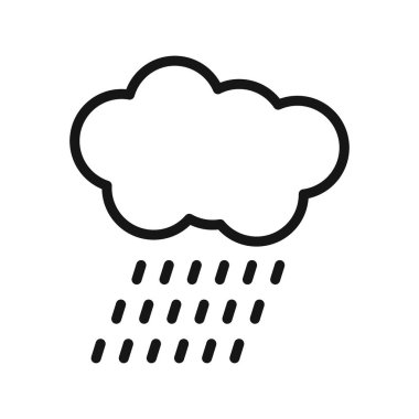 Siyah ve beyaz taslak koleksiyon işareti ile Siyah çizgi sanat vektörü yağmur simgesi